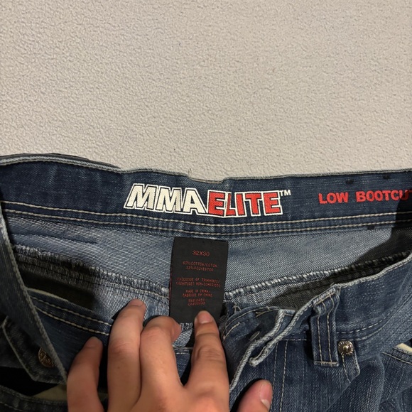 MMA Elite Jeans 32x30 Blue Low Rise Bootcut Flap Pockets Y2K Grunge Spring - Picture 6 of 10